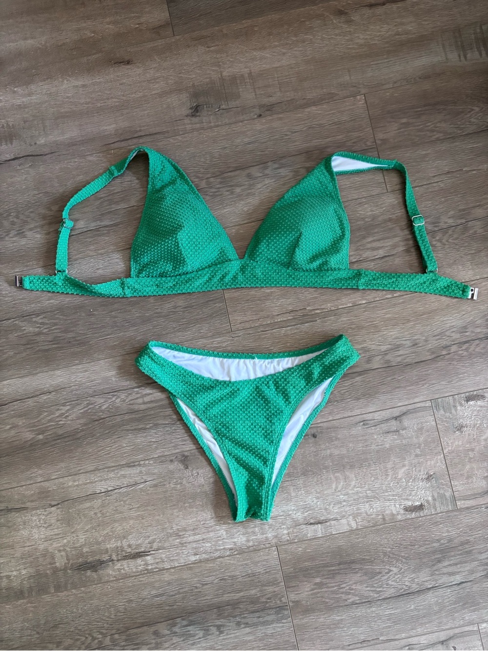 Cupshe Emerald Green Textured Triangle Bikini